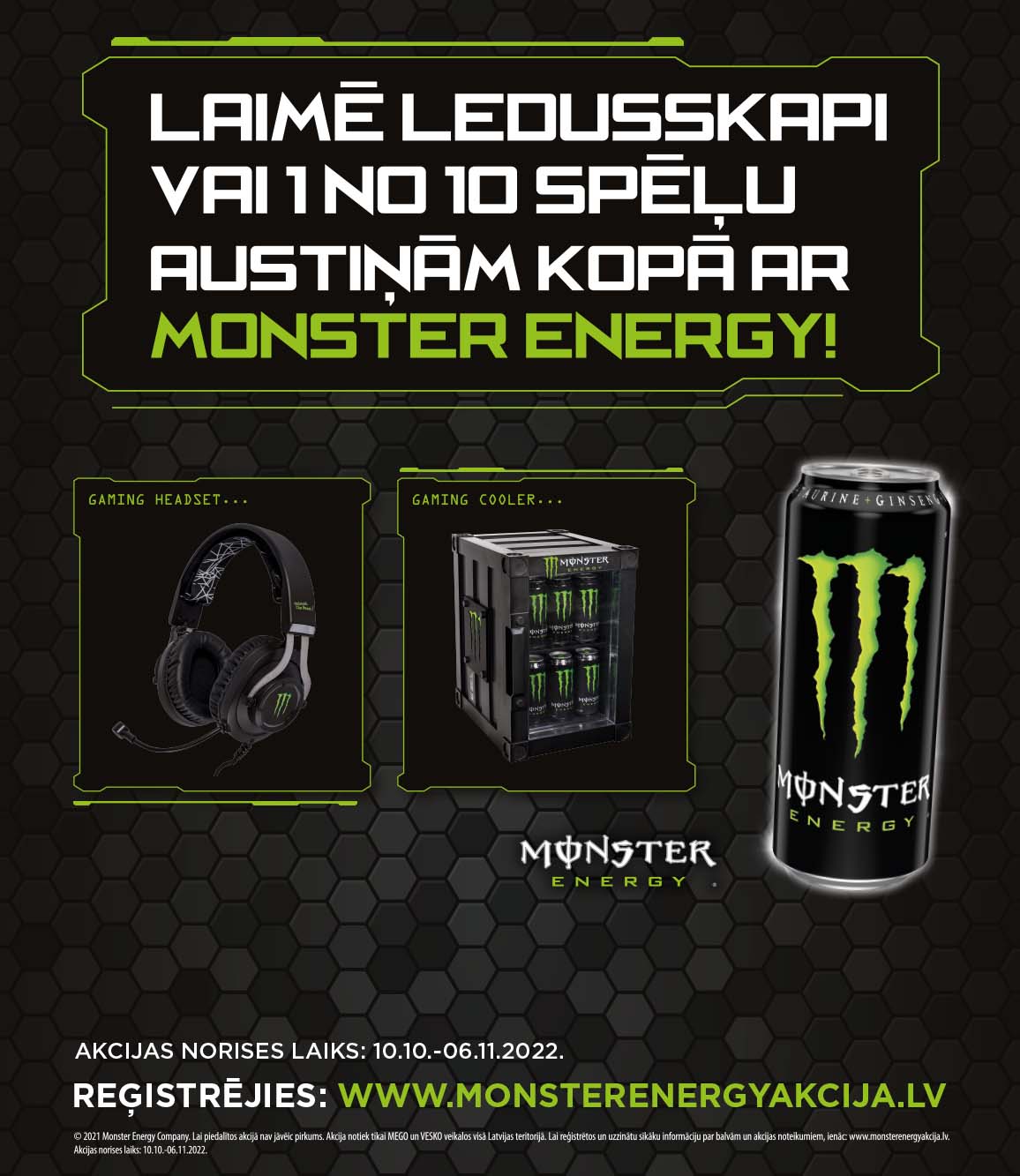 Laimē 1 no 10 austiņām kopā ar Monster Energy!