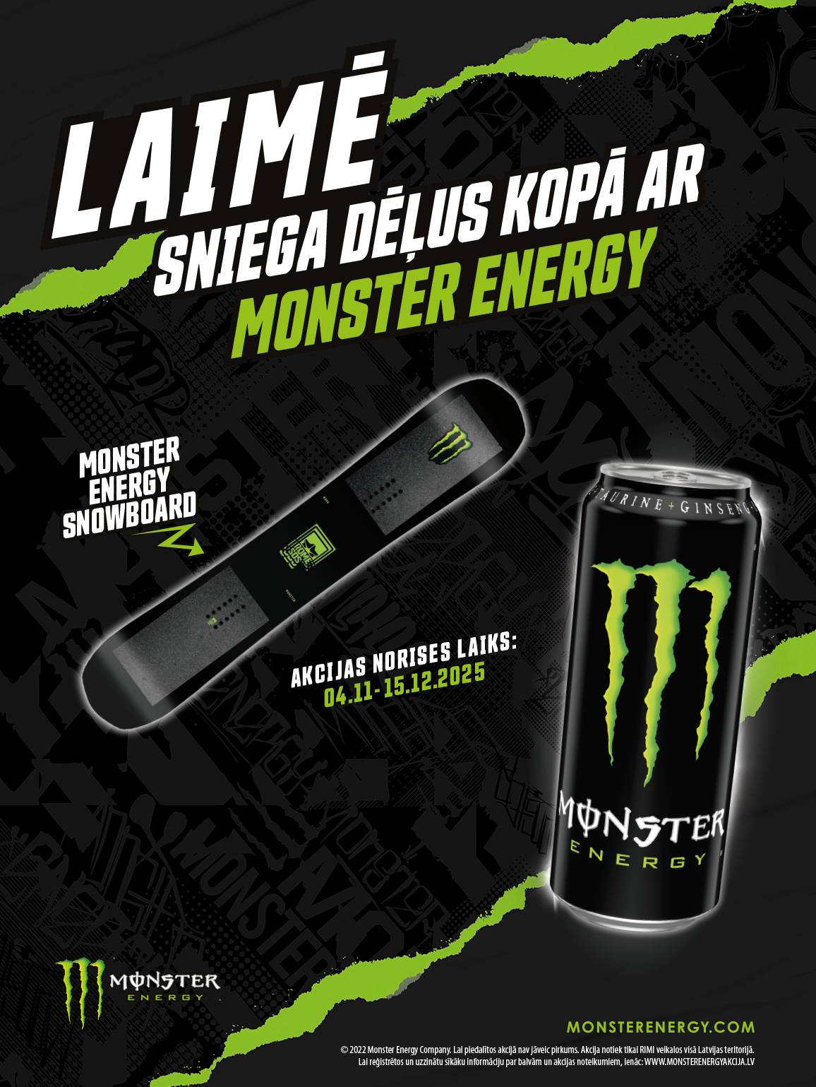Laimē sniega dēļus kopā ar Monster Energy!