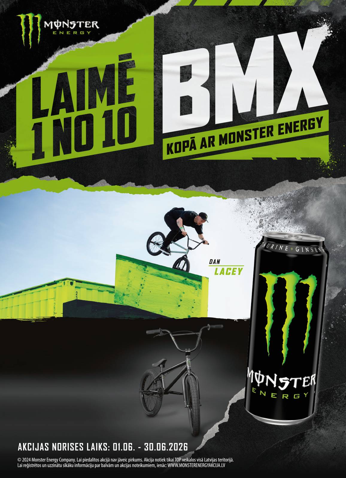 Laimē 1 no 10 BMX velosipēdiem kopā ar Monster Energy!